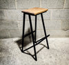 Brooir Angled - Brother Handmade Reclaimed Wooden Stool with powder coated Round bar angled out steel legs Made to Order