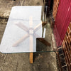 Enn Glass - Handmade Reclaimed Wood Star Legged Glass Top Table. Cafe Bar Restaurant. Custom Made to Order.