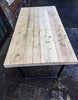 Rikr Trapezium Handmade Industrial Chic Reclaimed Wood with Steel Legs Table. Cafe Bar Restaurant. Custom Made to Order.