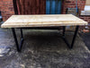 Rikr Trapezium Handmade Industrial Chic Reclaimed Wood with Steel Legs Table. Cafe Bar Restaurant. Custom Made to Order.