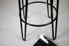 Brooir Round - Brother Handmade Reclaimed Dark oak Wooden Stool with powdercoated Hairpin circled steel legs Made to Order