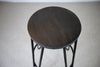Brooir Round - Brother Handmade Reclaimed Dark oak Wooden Stool with powdercoated Hairpin circled steel legs Made to Order