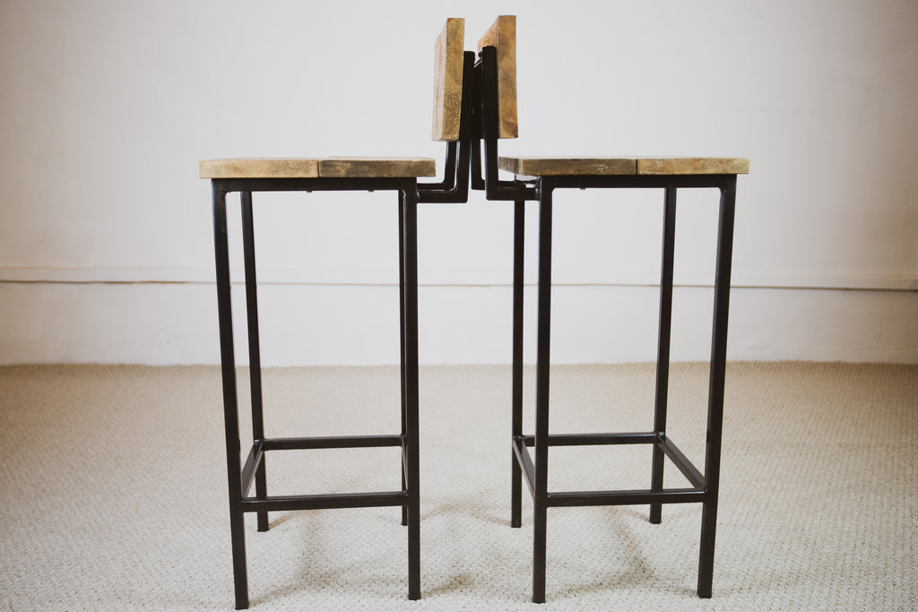 Brooir - Brother Handmade Industrial Chic Reclaimed Rich Oak Wooden stool with Box section legs