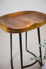 Saeti The 3rd coming - Handmade Industrial Chic Reclaimed Wood Carved Rich Mahogany Tractor Seat with Round Bar legs Stool