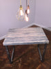 LYSA (Small) - Handmade Industrial Chic Reclaimed Grey Wash Wood & Steel Middy Table with Steel box section legs | Hand & Craft Furniture