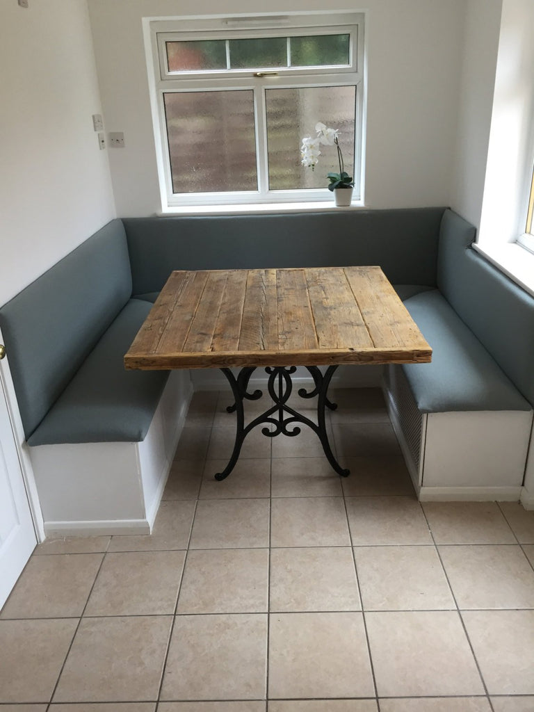 ELSKA (Large) - Ornate Square - Handmade Industrial Chic Reclaimed Wood Square Table with Iron ornate Legs Table. Cafe Bar Restaurant.