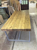 VISS (Medium) - Handmade Industrial Chic Reclaimed Railway Sleeper Table w/ Steel Box Legs. Cafe Bar Restaurant. Custom Made to Order.