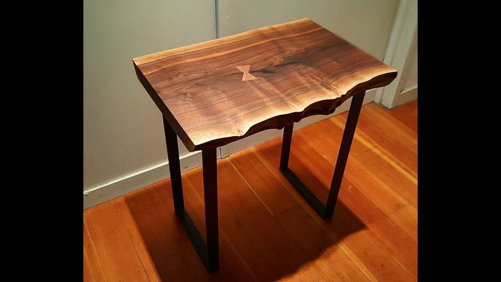 VALAO - Industrial Chic Live Edge Handmade Butterfly Side/Hall Table. Powder coated Black box steel legs | Hand & Craft Furniture