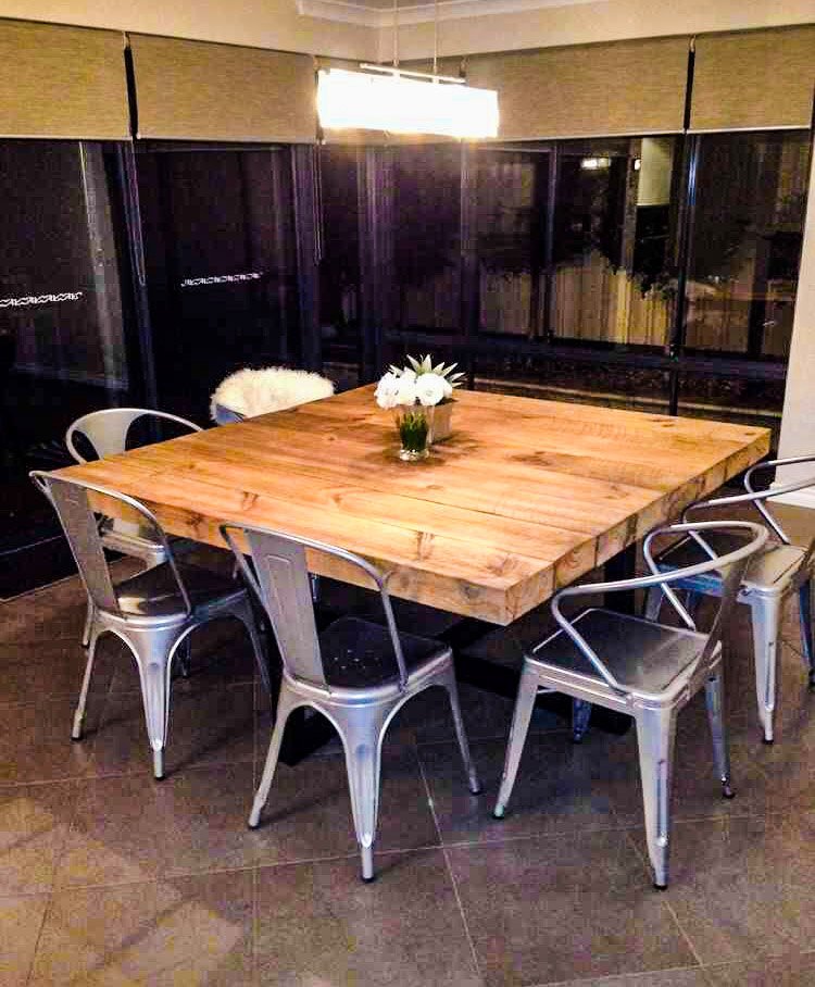Ferskeyttr (medium) - Sleeper Handmade Industrial Chic Reclaimed Railway Sleeper Square Table. Cafe Bar Restaurant