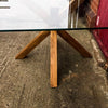 ENN (Glass) - Handmade Reclaimed Wood Star Legged Glass Top Table. Cafe Bar Restaurant. Custom Made to Order.
