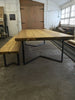 LENGO (XL) - Handmade Industrial Chic Reclaimed Wood with Steel Chevron Style Legs Table. Cafe Bar Restaurant. Custom Made to Order.