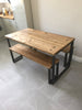 ELDING (Dining) - Handmade Industrial Chic Reclaimed Wood & Steel Box Leg Table w/ 2 matching benches