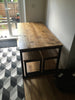 ELDING (Dining) - Handmade Industrial Chic Reclaimed Wood & Steel Box Leg Table w/ 2 matching benches