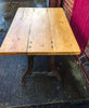 MANNBOO - USA Handmade Canandian Red wood Table with Cast Iron Leg NY City detailing Cafe Bar Restaurant. Custom Made to Order.