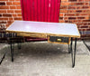 GORSIMI (2 Drawer) - Handmade Industrial Chic Desk with Reclaimed Wood and Polished Steel Top and Hairpin Legs Desk | Hand & Craft Furniture
