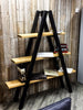 KRAKI - Steel Handmade Reclaimed Box Leg Steel and Wood Ladder Shelving in Light Wax Finish | Hand & Craft Furniture