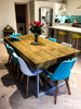 VISS (Large) - Handmade Industrial Chic Reclaimed Railway Sleeper Table w/ Steel Box Legs. Cafe Bar Restaurant. Custom Made to Order.