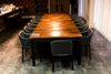 KAPPI - Handmade Reclaimed Dark Oak in Clear Laquered Table w Floating Box Legs Boardroom, Restaurant, Banquet, Dining Table Made To Order