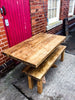 ENN (Wood set) - Handmade Reclaimed Wood Table with Star Leg supports With 2 Bench Set Cafe Bar Restaurant. Custom Made to Order.