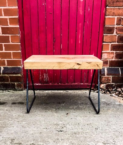 KYSSA - (Coat Hanger) Round Bar Leg Live Edge Coffee Table | Hand & Craft Furniture