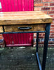 SVEINN (Tall) - Handmade Industrial Chic Reclaimed Wood Office, Kitchen Table w/ 4 Drawer and Steel Boxed legs | Hand & Craft Furniture