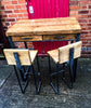 SVEINN (Set) - Handmade Industrial Chic Reclaimed Wood Office, Kitchen Table w/ 4 Drawer and Steel Boxed legs Custom Made To Order.
