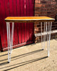NATTURA (Poser) Handmade Industrial Chic Reclaimed Maple Wood Live Edge Console Table & with White Hairpin Legs - Desk Office Cafe | Hand & Craft Furniture