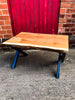 NATTURA (Cross) - X Chromed Steel Box Legged Live Edge Coffee Table - Cafe Bar Restaurant Home Lounge | Hand & Craft Furniture