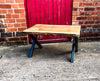 NATTURA (Cross) - X Chromed Steel Box Legged Live Edge Coffee Table - Cafe Bar Restaurant Home Lounge | Hand & Craft Furniture