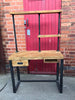 SVEINN (Super Extra) Handmade Industrial Chic Reclaimed Steel and wood Shelved Desk with drawer and Hidden pocket | Hand & Craft Furniture