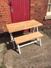 SKAPARI (Small) - Handmade Medium White Powder Coated A Frame Table with 40mm light wax top with 1 Bench - Made to order