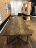 LENGO (Conference) - Handmade Industrial Chic Reclaimed Wood with Steel Chevron Style Legs Table. Cafe Bar Restaurant. Custom Made to Order.