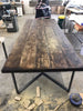LENGO (Conference) - Handmade Industrial Chic Reclaimed Wood with Steel Chevron Style Legs Table. Cafe Bar Restaurant. Custom Made to Order.