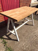 SKAPARI (Small) - Handmade Medium White Powder Coated A Frame Table with 40mm light wax top with 1 Bench - Made to order