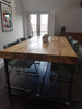 VISS (Medium) - Handmade Industrial Chic Reclaimed Railway Sleeper Table w/ Steel Box Legs. Cafe Bar Restaurant. Custom Made to Order.
