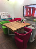 FERSKEYTTR (Small Cross) - Handmade Industrial Chic Reclaimed Railway Sleeper Square Table. Cafe Bar Restaurant. Custom Made to Order.