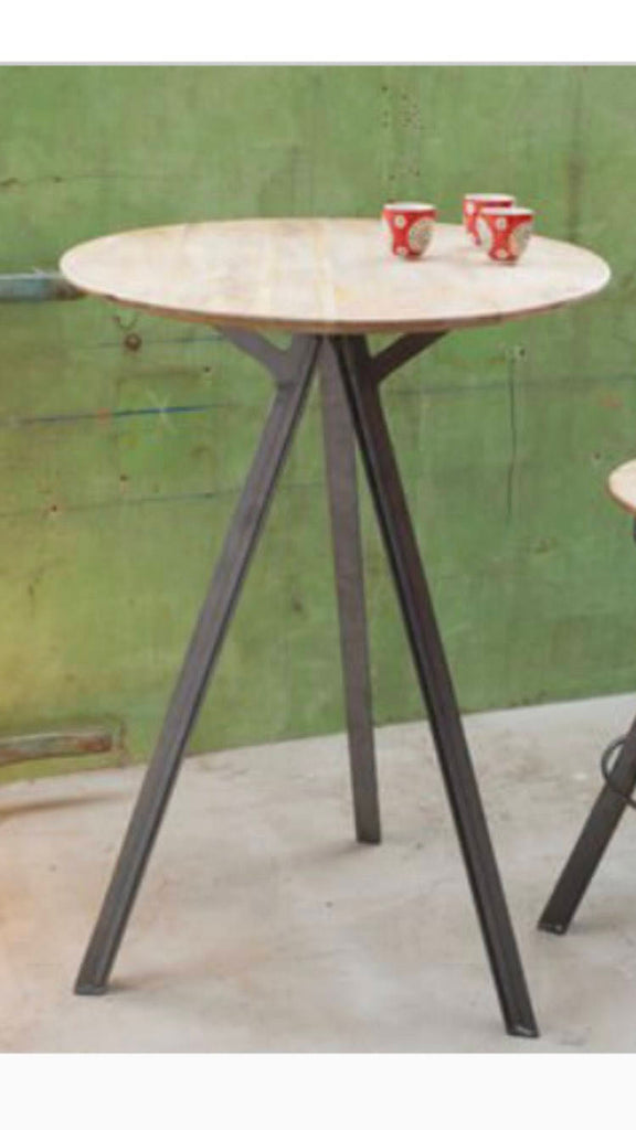 PUULIP - Round and Stool Set Handmade Industrial Chic Reclaimed Wood 3 legged Table Custom Made to Order.