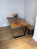 RIKR (Trapezium) - Handmade Industrial Chic Reclaimed Wood with Trapezium Steel Legs Table. Cafe Bar Restaurant. Custom Made to Order.