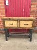 Sveinn - Handmade Industrial Chic Reclaimed Wood Hall Table w/ 2 Drawers and Steel Boxed legs | Hand & Craft Furniture