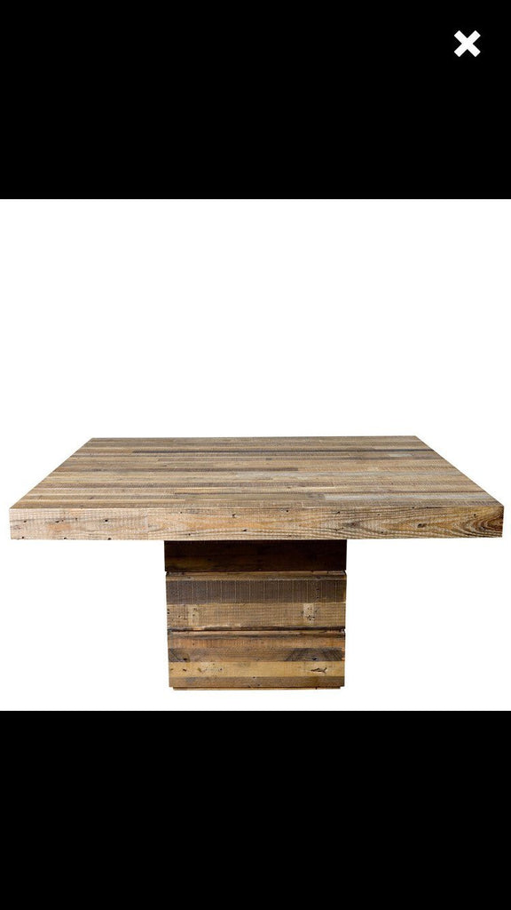 FERSKEYT PEDISTAL- Sleeper Handmade Industrial Chic Reclaimed Railway Sleeper Table w central pedistal Cafe Bar Restaurant