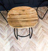 VINATTA (x3) - Handmade Industrial Chic Reclaimed Wood Curved Steel Leg Stool with Carved Seat Made to Order