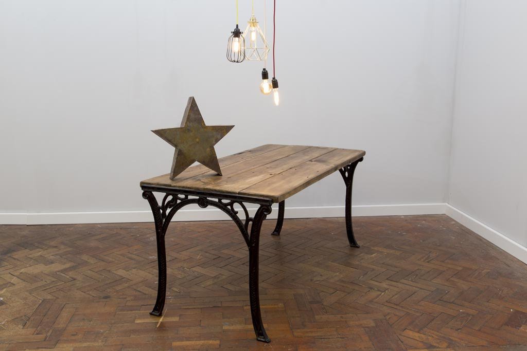 VAEN - Handmade Industrial Chic Reclaimed Wood with Wrought Iron Legs Table. Custom Made to Order.