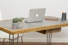 GORSIMI (2 Drawer) - Handmade Industrial Chic Desk with Reclaimed Wood and Polished Steel Top and Hairpin Legs Desk | Hand & Craft Furniture