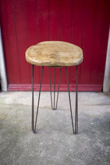 SAETI - Industrial Chic Reclaimed Wood Hairpin Leg Handmade Stool. Cafe, Bar, Restaurant. Custom Made To Order.