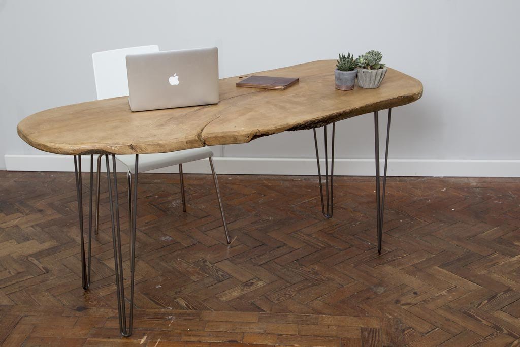 EOLI - Handmade Industrial Chic Live Edge Hairpin Leg Desk | Hand & Craft Furniture