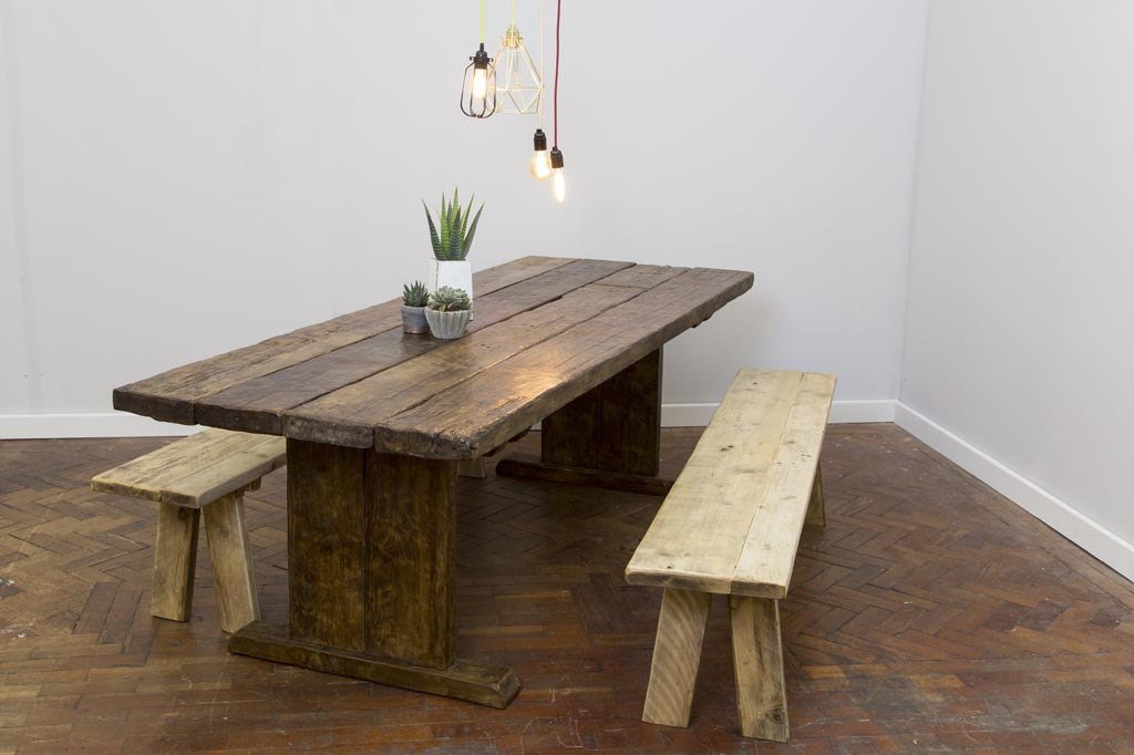 MEGIN - Hand made Stunning Huge Solid Reclaimed Wooden Dining Table. Custom made to Order