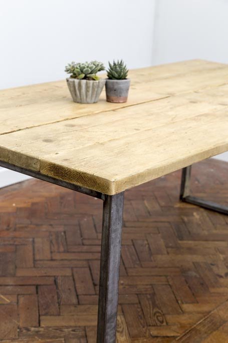 Rikr 222 Handmade Industrial Chic Reclaimed Wood with Steel Legs Table. Cafe Bar Restaurant. Custom Made to Order.