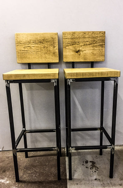 Brooir - Brother Handmade Industrial Chic Reclaimed Wooden stool with Box section legs