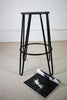 Brooir Round - Brother Handmade Reclaimed Dark oak Wooden Stool with powdercoated Hairpin circled steel legs Made to Order