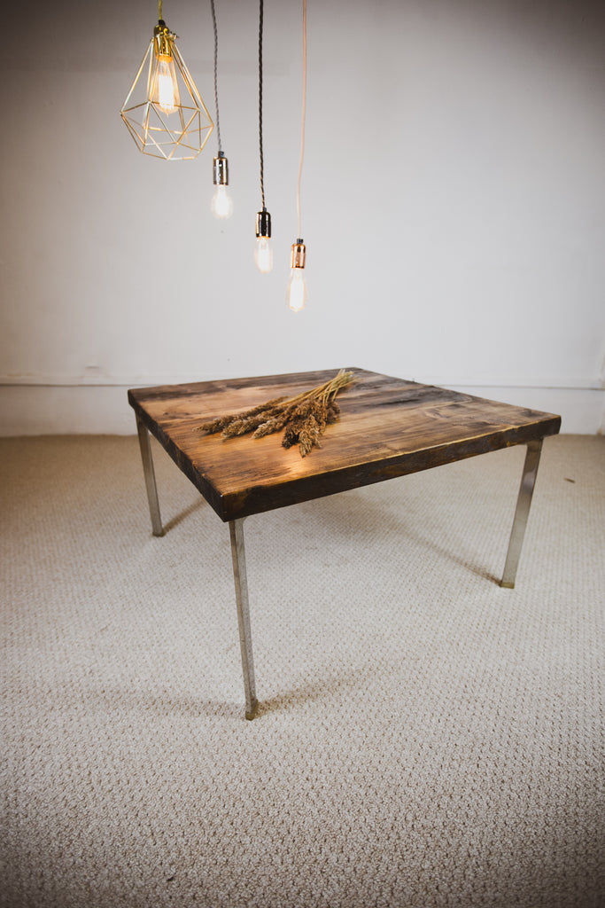 Ex Display dark oak topped Table with chrome legs